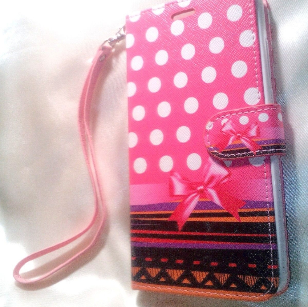 Phone wallet Samsung Galaxy ON5-G550 Hot Pink and White Gently loved